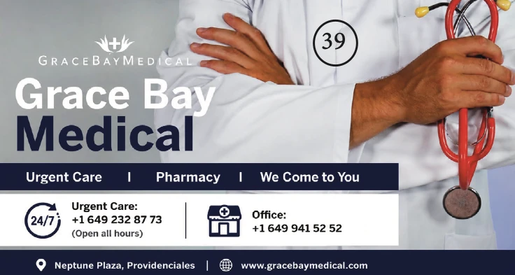 Grace Bay Medical-Pharmacy advert on the 2026 Road Map