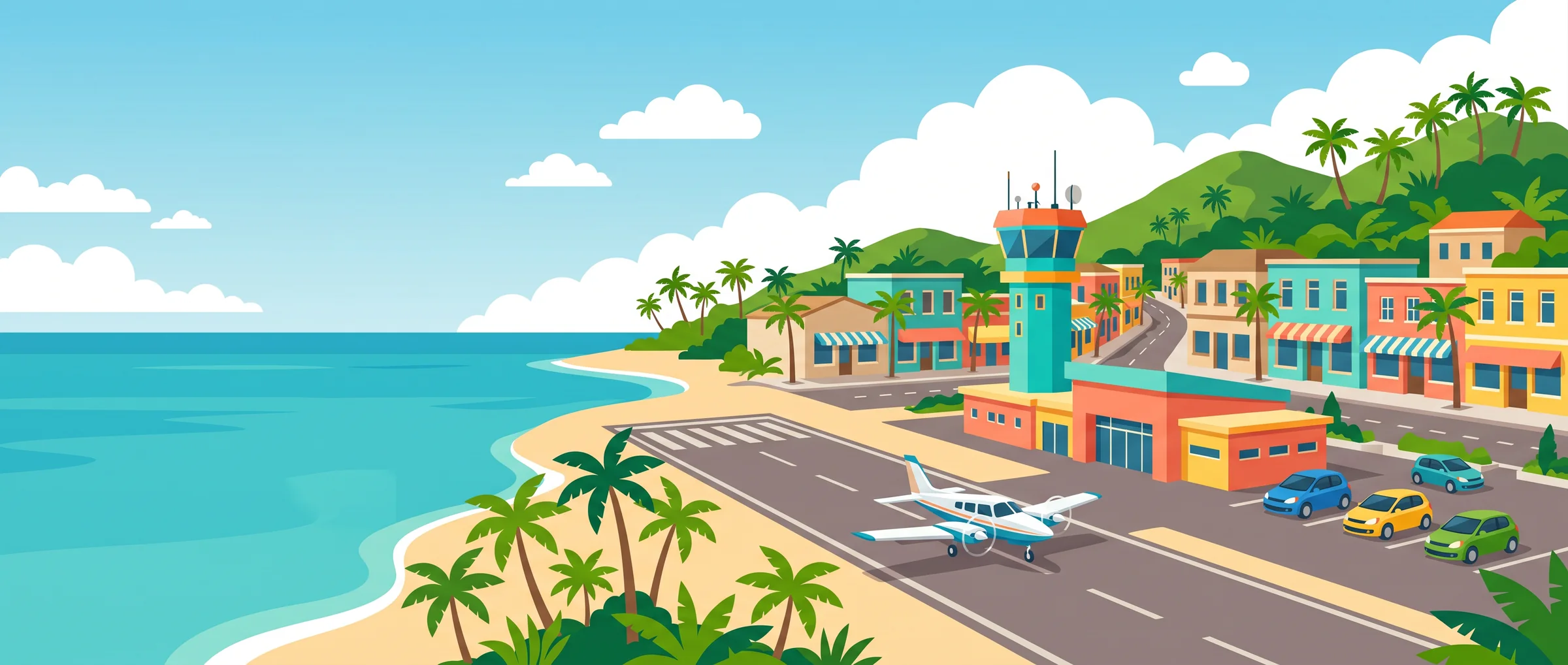 Illustrated banner of Airport & Downtown