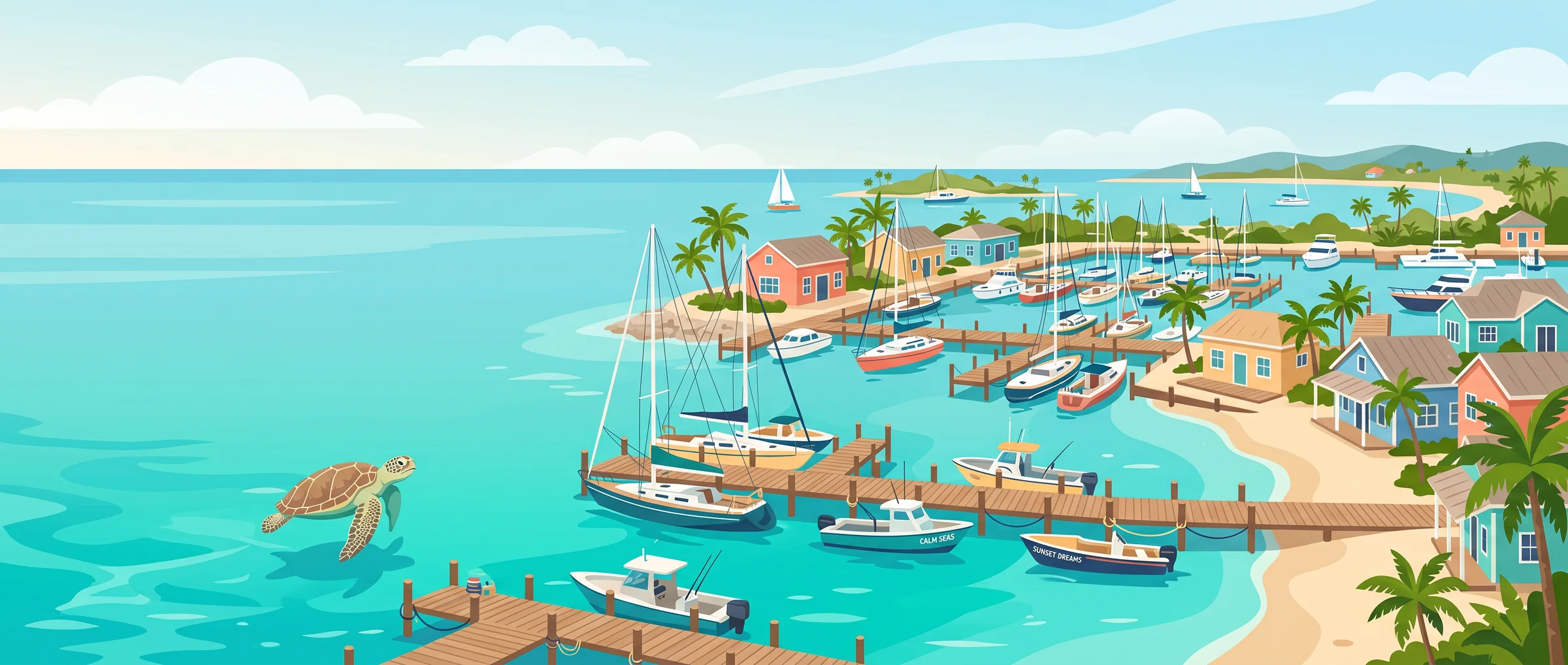 Illustrated banner of Turtle Cove